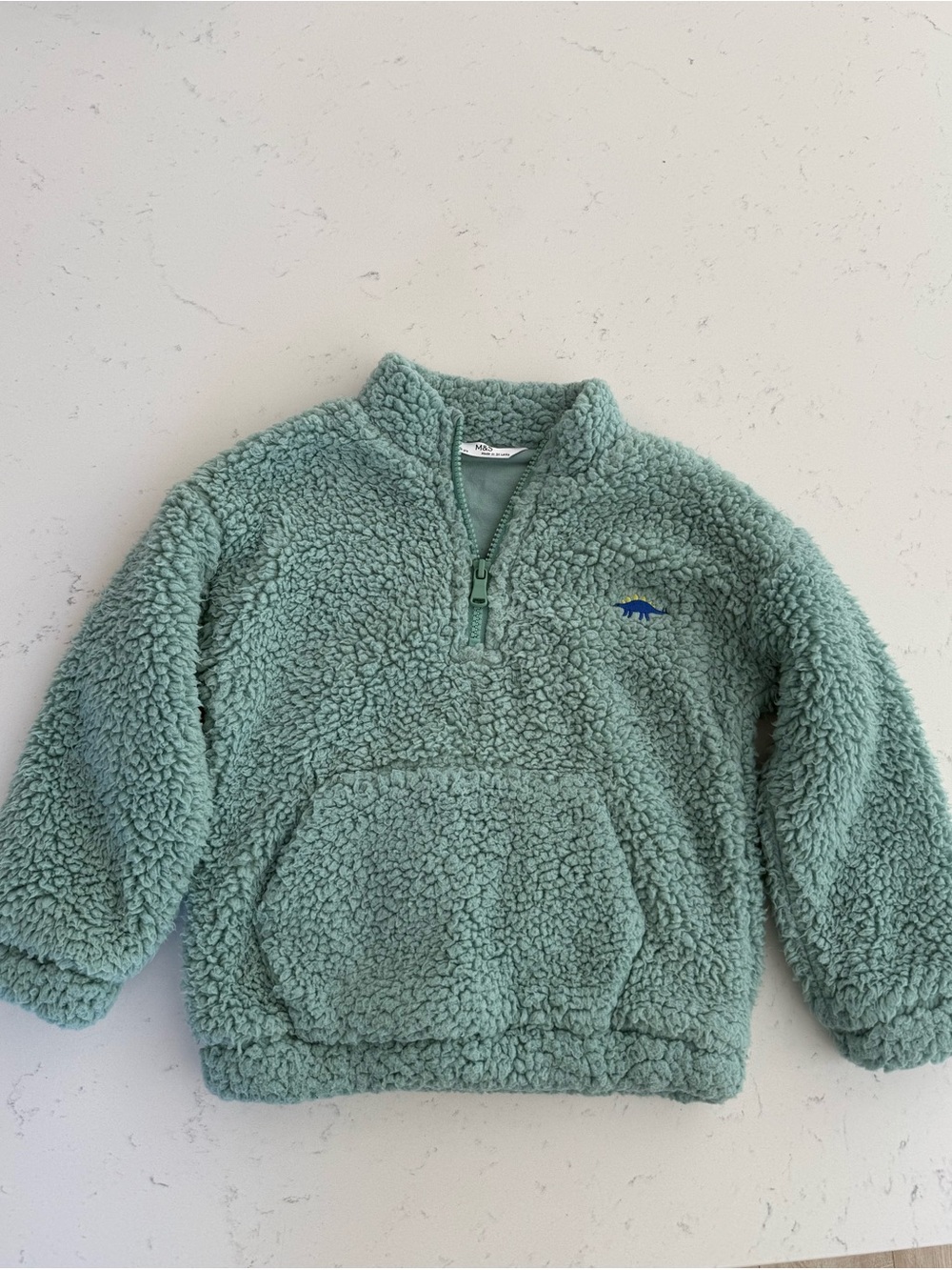 Marks & Spencer Kids' Plush Half-Zip Sherpa Pullover - Mint